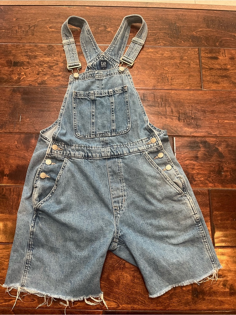GAP Light Wash Denim Short Overalls